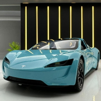 敞篷模型車 1：24 特斯拉 Tesla Roadster 聲光 回力車遙控車 金屬壓鑄模型車 油電車 新能源 擺件 禮物