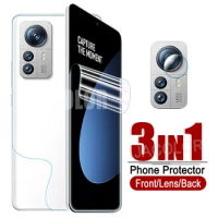 3IN1 Water Gel Film For Xiaomi 12 Lite 12T Pro 12s Mi 11 Lite Ultra 11T Screen Protector+Back Hydrogel Film+Lens Glass Mi12Lite