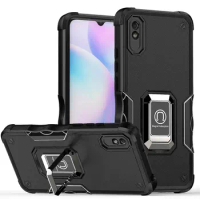 For Redmi 9 A 9A Case Shockproof Magnetic Metal Aluminum Ring Holder Armor Back Cover Hard Case for Xiaomi Redmi 9A 9AT Redmi9AT