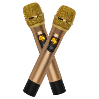 Wireless Dual Mic UHF Microphone Professional Dynamic Transmitter Studio Handheld Karaoke Microphone