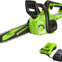 Greenworks 24V 10" Cordless Compact Chainsaw (Great For Storm Clean-Up Pruning, and Firewood / 125+ Compatible Tools)