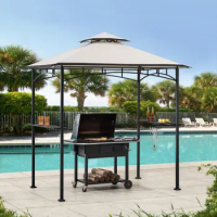 Outdoor Patio Grill Gazebo for Barbecue - beige