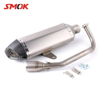SMOK For Honda PCX 125 150 PCX125 PCX150 Motorcycle Scooter Stainless Steel Carbon Fiber Muffler Exhaust Escape Pipe Print LOGO