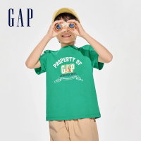 【GAP】男童裝 Logo純棉小熊印花圓領短袖T恤-綠色(891986)