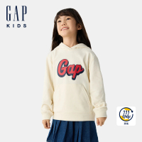 GAP 兒童裝 Logo印花帽T 碳素軟磨法式圈織系列-象牙白(687366)