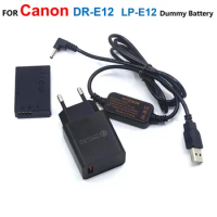 DR-E12 DC Coupler LP-E12 Dummy Battery +ACK-E12 USB Cable + QC3.0 USB Charger For Canon EOS M2 M10 M50 M100 M200 Camera