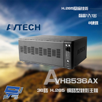 昌運監視器 AVTECH 陞泰 AVH8536AX 36路 H.265 8MP 網路型錄影主機 支援8硬碟