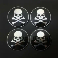 4pcs 65mm Skull Bone Auto Car Wheel Center Hub Cap Badge Emblem Decal Sticker