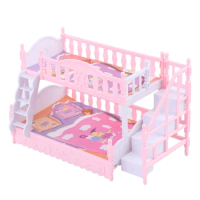 Dollhouse Accessories Simulation Doll Bed Toys Furniture European Style Double-decker Princess Bed Girls Play House Toys