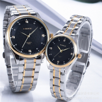 นาฬิกาคู่แฟชั่นเรียบง่ายนาฬิกา Mi Ke mk8238 สายเหล็กนาฬิกาลำลองนาฬิกากันน้ำนาฬิกาผู้ชายนาฬิกาผู้หญิง