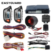 EASYGUARD 2 Way Car Alarm System LCD Pager Display Remote Engine Start Universal Turbo Timer Mode Shock Sensor Alarm security