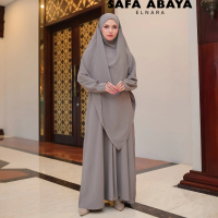 Elnara - Set Safa Abaya Anti UV Original Gamis Umroh Haji Premium Edition Dark Gray
