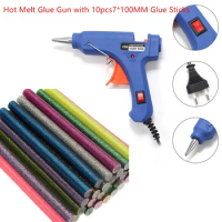 Hot Melt Glue Gun with 10pcs colorful 7*100MM Glue Sticks 20W Industrial Mini Guns Thermo Electric Heat Temperature Tool