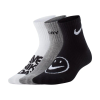 【NIKE 耐吉】襪子 童襪 大童 過踝襪 短襪 運動襪 3雙組 Y NK ED LTWT ANKL NKDAY 144 白灰黑 CU8129-902