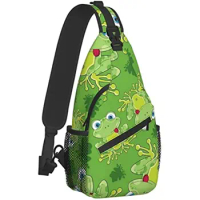 Frog Sling Bag for Women Men,Animal Print Crossbody Shoulder Bags Casual Sling Backpack Chest Bag Travel Hiking Daypack Outdoor