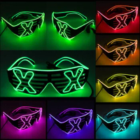 Creative LED EL Shutter Glasses Birthday Christmas NightClub EL Wire luminous Propse Window-blinds Rainbow Light Up Glasses