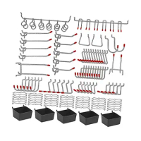 114Pcs Pegboard Hooks Assortment with Bins Wall Pegboard Accessories Organizer Kit for Retail Various Tools Craft Room Workbench