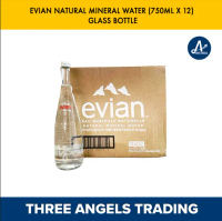 Evian Natural Mineral Water (750ml x 12) Glass Bottle