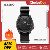 Seiko 5 Original Sports Black Dial Automatic Watch for Men 10Bar Waterproof Mechanical Watchs