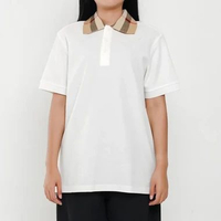 Polo BURBERRY CODY CHECK COLLAR BEIGE WHITE POLO 100% ORIGINAL Size XXL