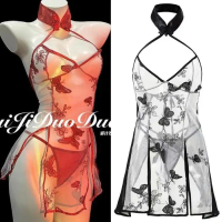 Dijual_Sexy Lingerie cheongsam baju tidur sexy wanita / LINGERE cheongsam - Merah