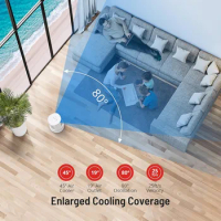 Evaporative Cooler, 3 in 1 Evaporative Air Cooler 45" Air Cooler 80° Oscillating 19” Air Outlet Cooling Fan 4 Speeds 3 Modes