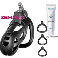 2024 Upgrade Cock Cage Lock Pria with 3 Size Base Ring