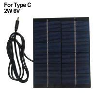 Pengecas panel solar 2W 6V berkecekapan tinggi dengan output Jenis C dan kabel