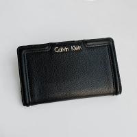 美國百分百【全新真品】Calvin Klein 皮夾 CK 中短夾 手拿包 女包 皮革 錢包 女 黑色 I604