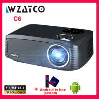 WZATCO C6 Full HD 1920*1080P LED Projector Video Proyector 300inch Screen Home Theater Cinema Beamer Optional external Android