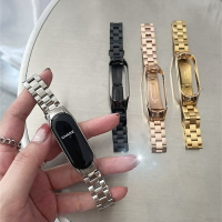 金屬錶帶 適用於 小米手環 8 7 6 5 4 錶帶 小米錶帶 8 7 6 5 NFC 不鏽鋼錶帶 小米手環8 金屬邊框