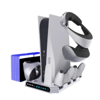 VR Stand Silent Cooler Fan Controller Charge Dock for PS VR 2/PS5 Headset Holder B36A