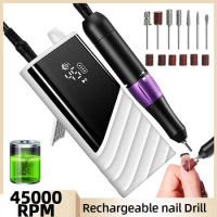 NEW 45000RPM Nail Drill Machine With HD LED Display Portable Nail Drill Milling Machine Rechargeable Electric Drill for Nails