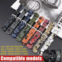 18mm Watch Band for Casio AQ-S810W AE-1000W AE-1200/1300 SGW-300 Strap Men Camouflage Silicone Rubber Wrist Bracelet Accessories