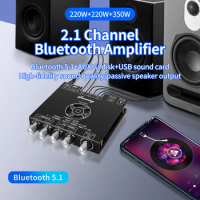 YS-AS21 2.1 channel TPA3255 Bluetooth digital power amplifier board module high bass subwoofer 220WX2+350W Support APP USB