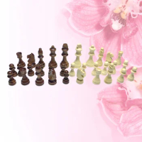 32pcs International Chess Pieces Wooden Chess Pieces Chess Board Replacement Accessories (25 Inches)
