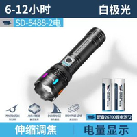 微笑鯊戶外強光變焦遠射手電筒鋁合金耐摔充電持久續航照明燈