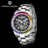 PAGANI DESIGN New 40mm Skeleton Mechanical Watches Men's Stainless Steel Waterproof Automatic Wristwatch Luxury Sapphire Glass