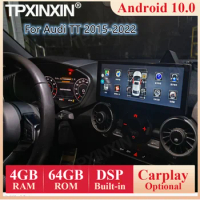 2din 10.25" QLED Screen PX6 Car Radio HeadUnit For Audi TT 2015 2016 - 2022 Android 10 Auto Stereo Carplay GPS Navigation Player