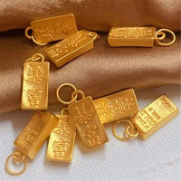 1pcs Pure 999 24K Yellow Gold Men Women Lucky Gold Long Square Oblong Pendant
