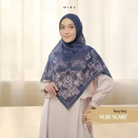 HIRA - Nuri Scarf Series Hijab Segiempat Voal Pollycotton Motif Printing Premium Lasercut Std Voal N