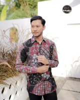 KEMEJA PANJANG SLIMFIT HEM KONDANGAN KANTOR BATIK KARYAKU BAE PEKALONGAN Kain Katun Pria Motif