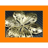 3 Pcs Ornamen Lempengan Tipis Bunga Emas 5,5 cm (OLT-012) FOTON Craft