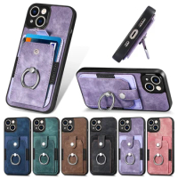 Card Slot Stand Wallet Case For Moto G53 G73 5G E20 E30 E40 Back Cover With Ring For iPhone 14 Plus 13 12 mini 11 XS Max XR X