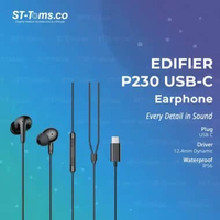 Edifier P230 USB-C / P 230 USB C Wired Earbuds with Remote and Mic Black