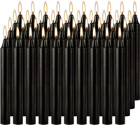 4 Inch 40 Pack Unscented Dripless Taper Candles Black Smokeless Candles for Holidays Wedding Ceremon