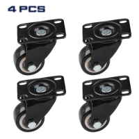 4PCS Black Rubber Swivel Casters High Bearing Capacity 50kg Office Chair Sofa Platform Trolley Furniture Hardware Wheels Caster