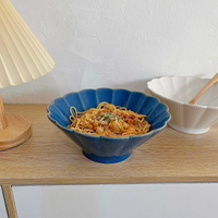 樂熊 純白日式家用大號拉面大碗陶瓷拉面碗螺螄粉湯碗泡面斗笠碗