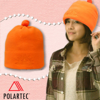 SNOW TRAVEL POLARTEC 輕量透氣刷毛保暖帽.輕便防風帽.遮耳帽.毛球保暖帽_陽光橙