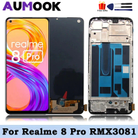 AMOLED สำหรับ OPPO Realme 8 Pro, LCD RMX3081, ชุดตัวเลขแบบสัมผัส, พร้อมกรอบ, อะไหล่ LCD, เหมาะสำหรับ